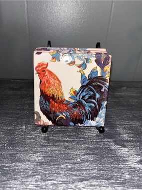 Decorative Rooster Ceramic Coaster Set - Multicolor